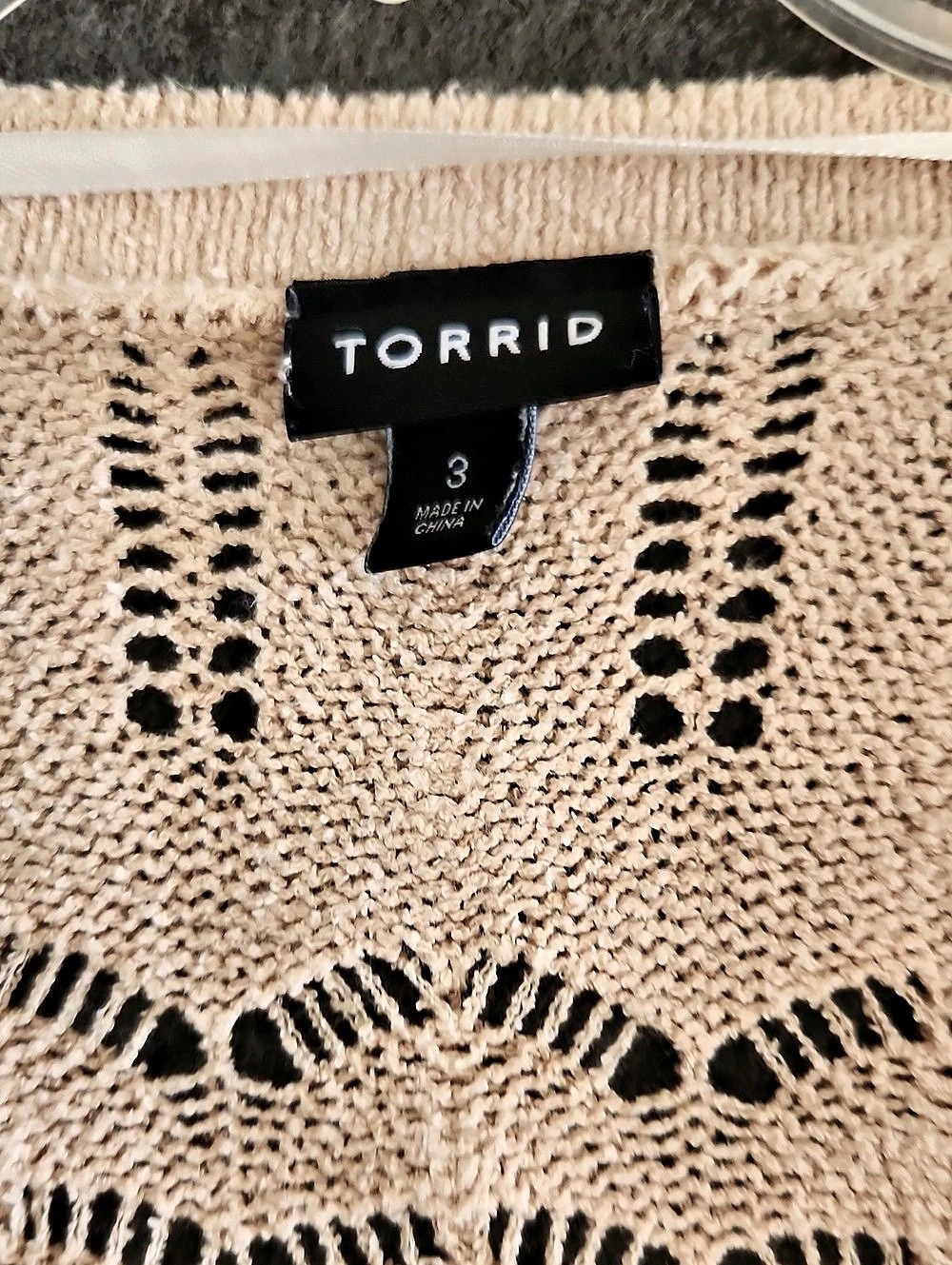 Torrid Festi Women's Boho Crochet Button-Front Cardigan Beige Size 3 Open Knit - Picture 3 of 8